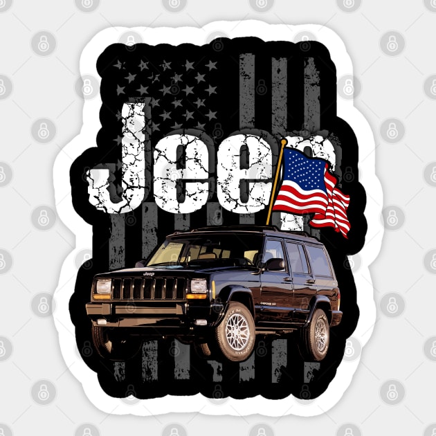 XJ-series Jeep Cherokee Jeepcar JEEP Flag Sticker by alex77alves